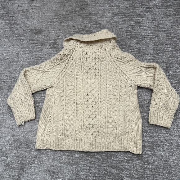 Loch Garman Sweater Womens S Cream Aran Cable Knit Cardigan Fisherknit Ireland - Picture 2 of 8